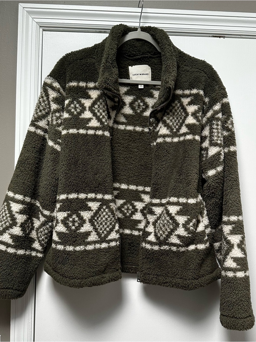 Lucky Brand Aztec Print Soft “Sherpa” Style Zip Up